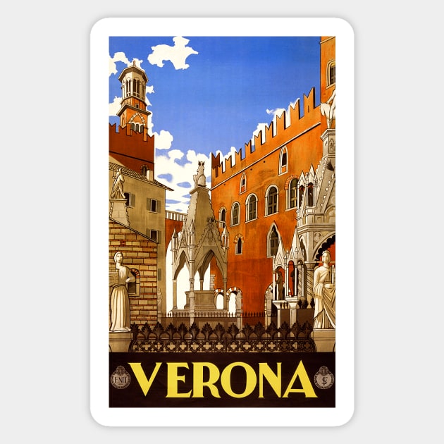 Verona, Italy 1938 Travel Poster Sticker by rocketshipretro